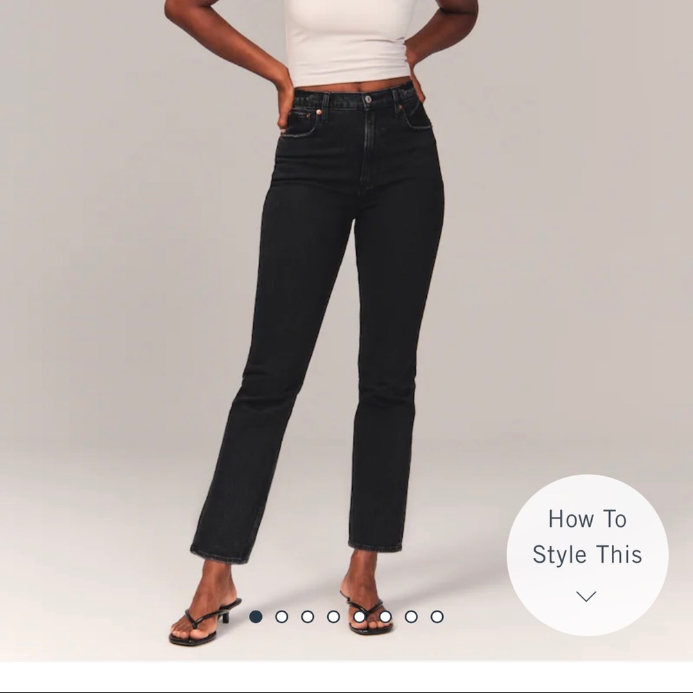 LIKE NEW black straight leg jeans. Only worn twice; just need to size down